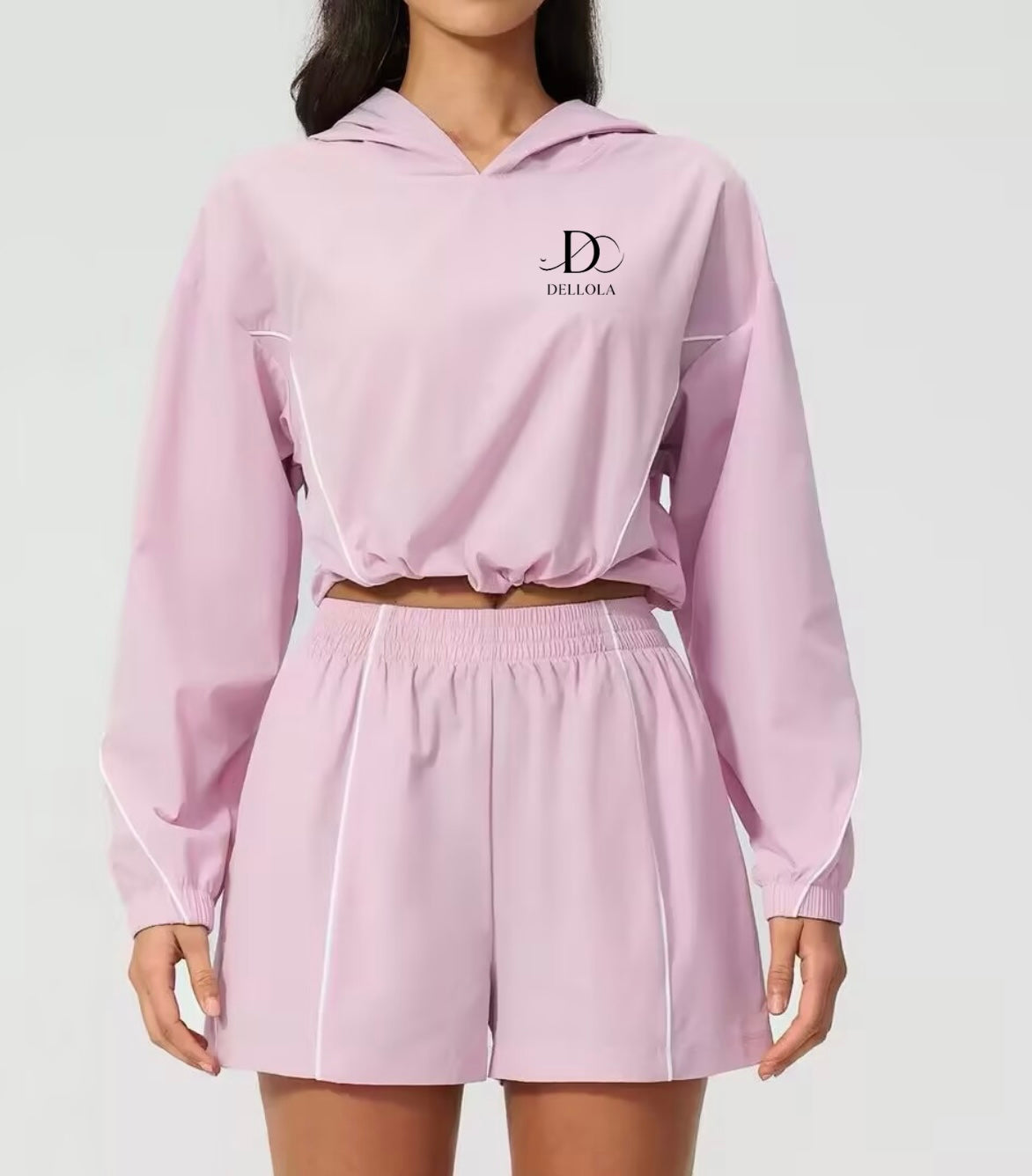 Quick Dry Loose Gym hooded set jacket/short