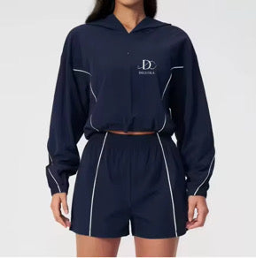 Quick Dry Loose Gym hooded set jacket/short