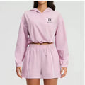 Quick Dry Loose Gym hooded set jacket/short
