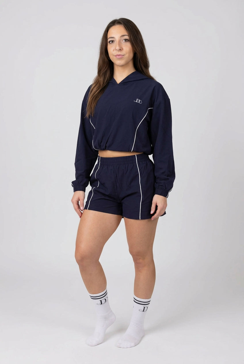 Dellola Quick Dry Loose Gym hooded 2pieces jacket/short