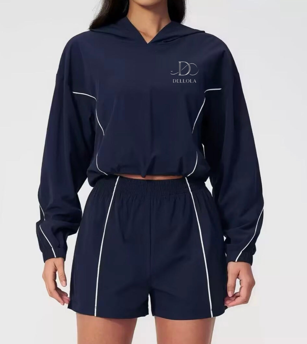 Quick Dry Loose Gym hooded set jacket/short